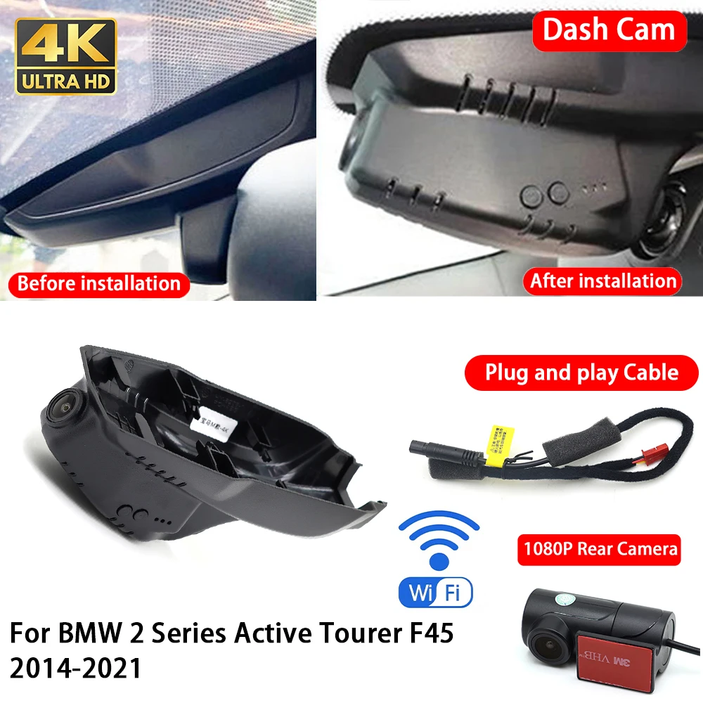 Für BMW 2er Active Tourer F45 2014-2021 4K Dashcam Vorne Hinten Autokamera WLAN Plug & Play Videorekorder mit Schleifenaufnahme Image