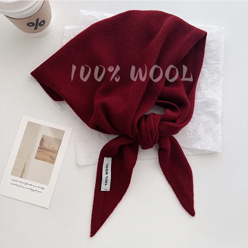 Wolle 100 % gestrickter Schal Damen Winter Warme Schals Helles einfarbiges Design Verdickter Schal Weicher Kaschmir Pashmina Hals 2023 NEU Image