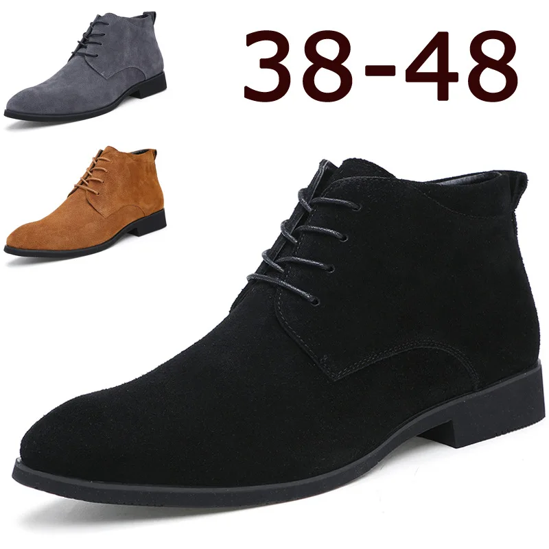Stiefel für Herren Business Chukka Herrenstiefel High Top Freizeitschuhe Outdoor Leder Herren Winterschuhe Herren Schwarz Grau 2019