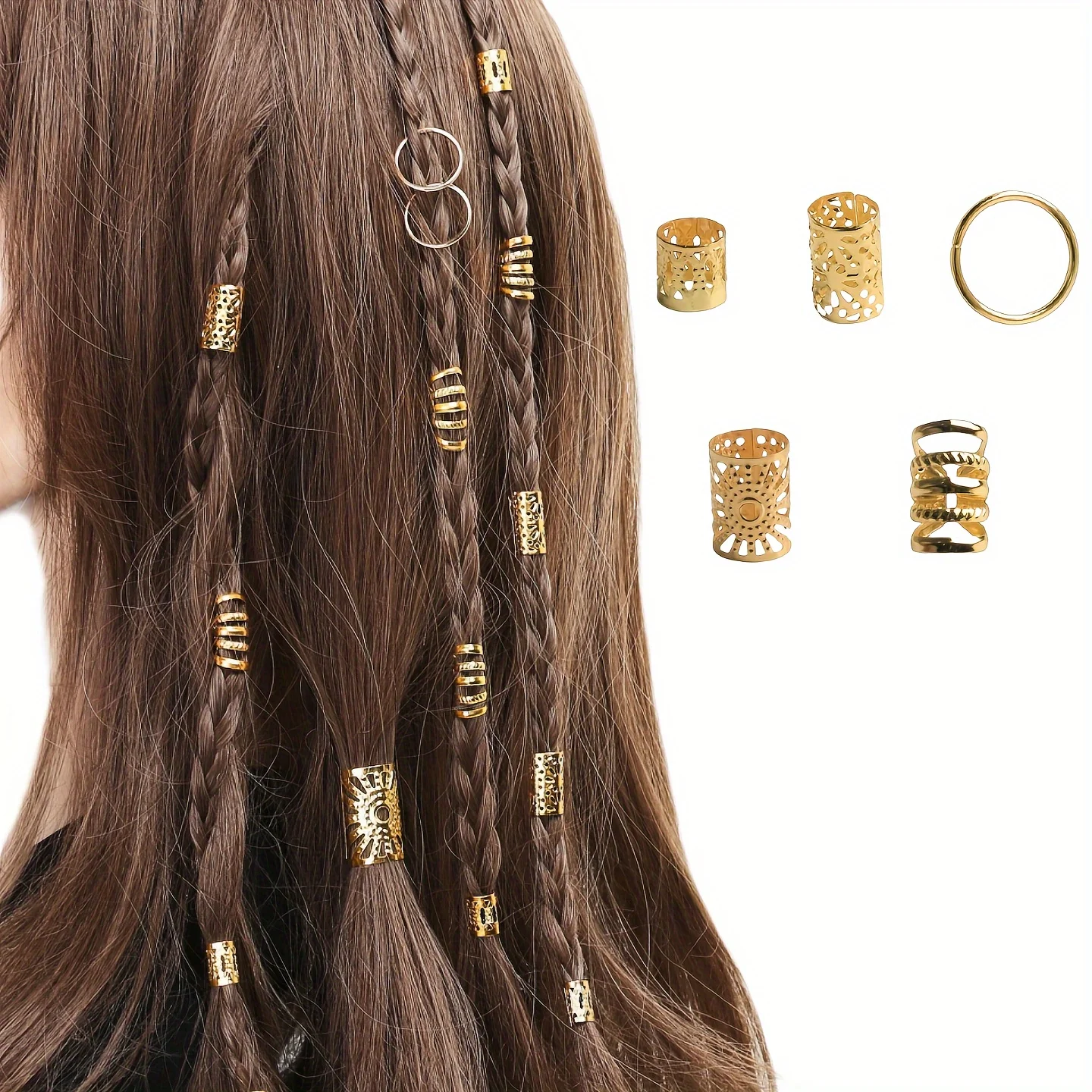 85 Stück gemischte Elemente geflochtene Haarringe für Festivalparty, Hip Hop, Punk, Street Fashion, Haarschmuck Stirnbänder Boho