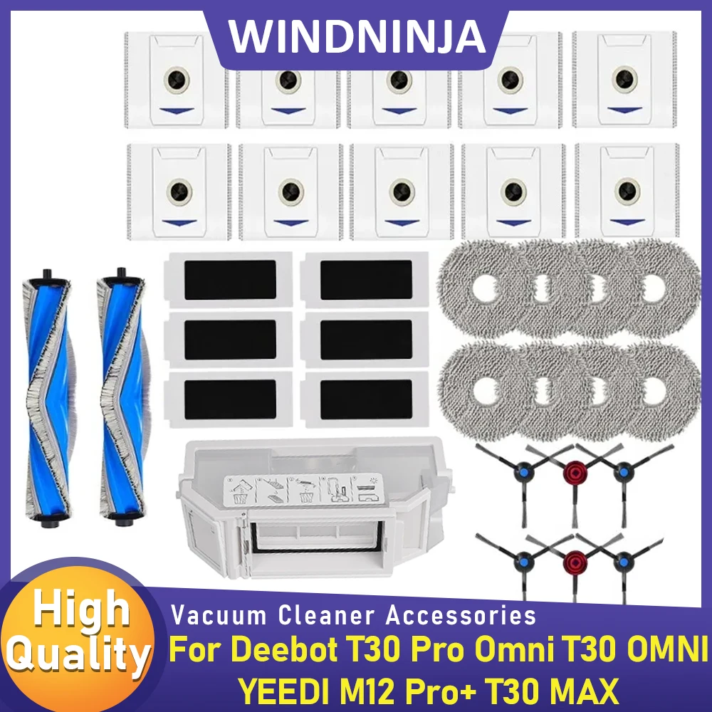 Staubbeutel Roller Seite Pinsel Mopp Tuch Staub Box Hepa-Filter Teile Für Ecovacs Deebot T30 MAX T30 OMNI T30 Pro Omni YEEDI M12 Pro + Image
