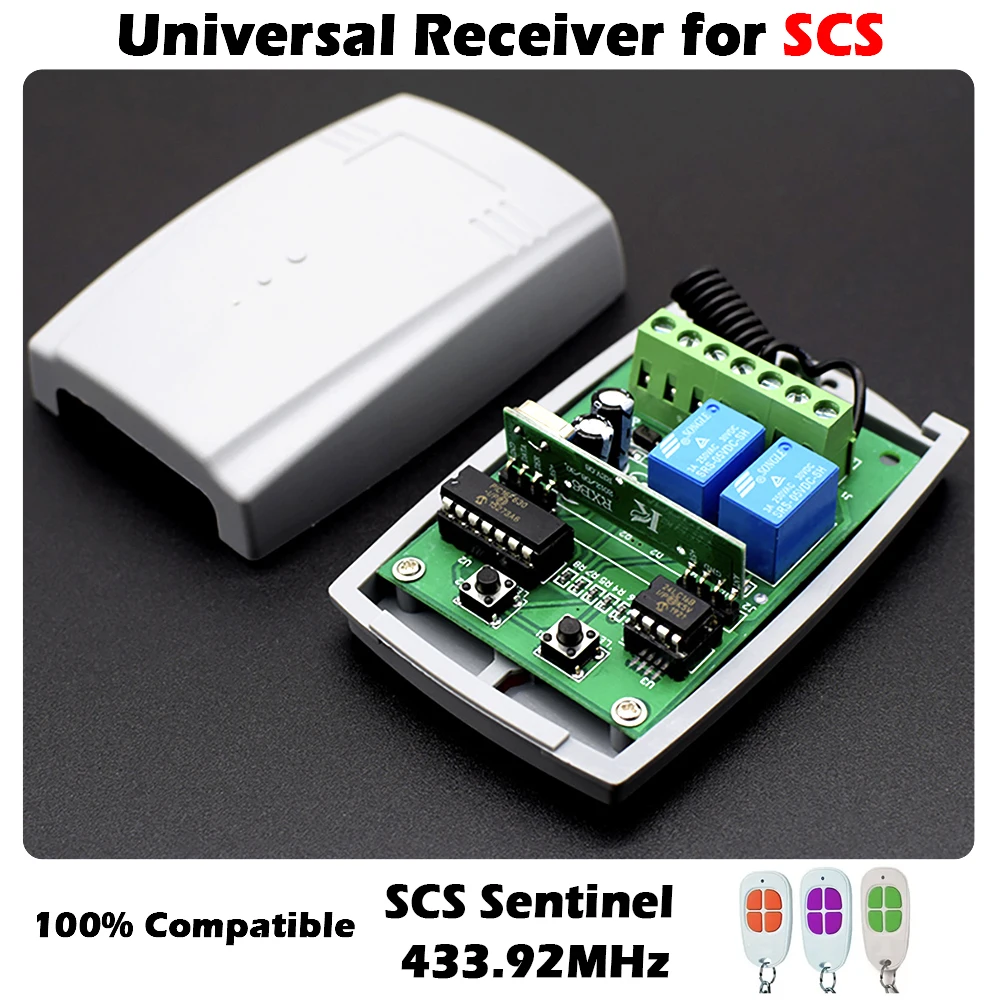 2CH Universal 433 MHz Garagentor Empfänger Toröffner Fester Rolling Code Für SCS SENTINEL 433,92 MHz Fernbedienung Controller Image
