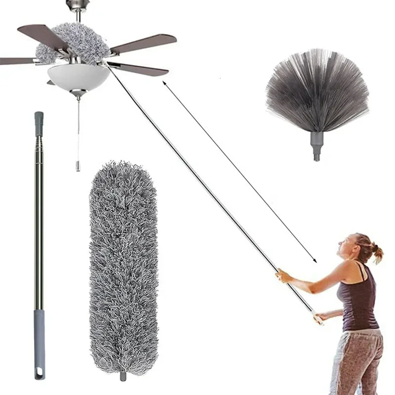 Ausziehbare Staubwedelbürste, Mikrofaser, einziehbar, 2,5 m, 3 Stück, Haushaltsreinigung, Webbesen, Staubkehrmaschine, Staubwedel, biegsamer Lücke Image