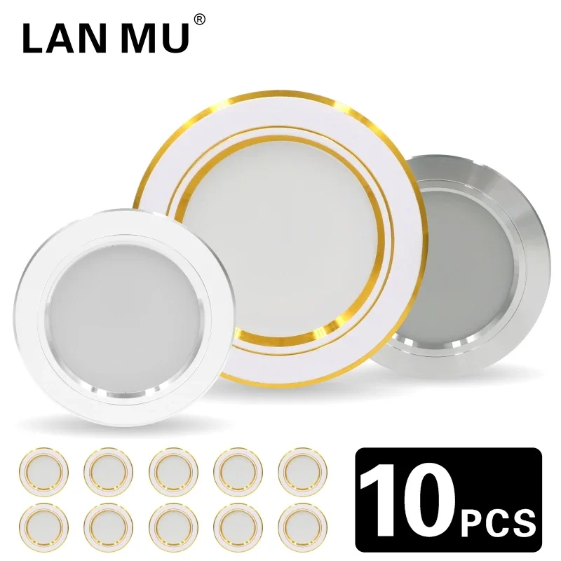 10 Stück/Set 5W 9W 12W 15W 18W LED-Einbauleuchte 220V Deckenleuchte Einbau-Downlight Runde Panelleuchte Kaltweiß Warmweiß LED-Strahler