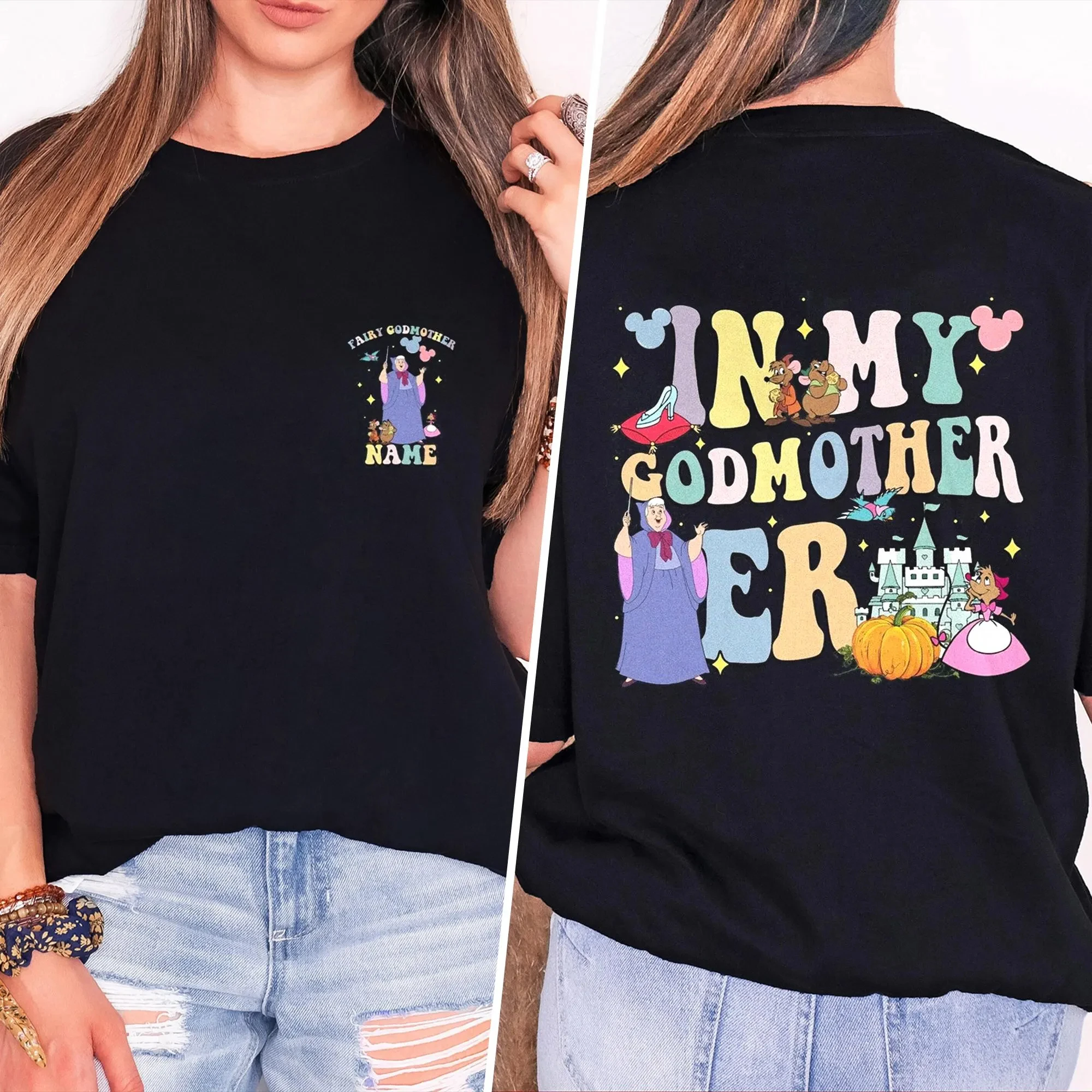 Personnalisé dans ma époque marraine chemise rétro fée grand-mère T-shirt drôle cendrillon marraine T-shirt