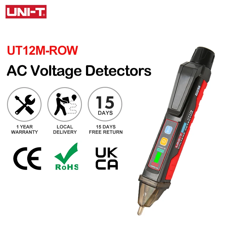 UNI-T UT12E UT12M Presa da parete Rilevatore di tensione CA Indicatore 24V-1000V Penna di prova del sensore elettrico di corrente volt senza contatto