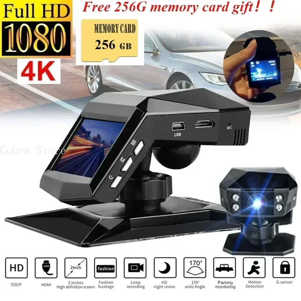 4k HD Auto DVR Dash Cam 1080P Video Recorder Kostenlose 256G Speicherkarte Geschenk 170 Winkel Nachtsicht Auto Recorder Zyklus Aufnahme Dash