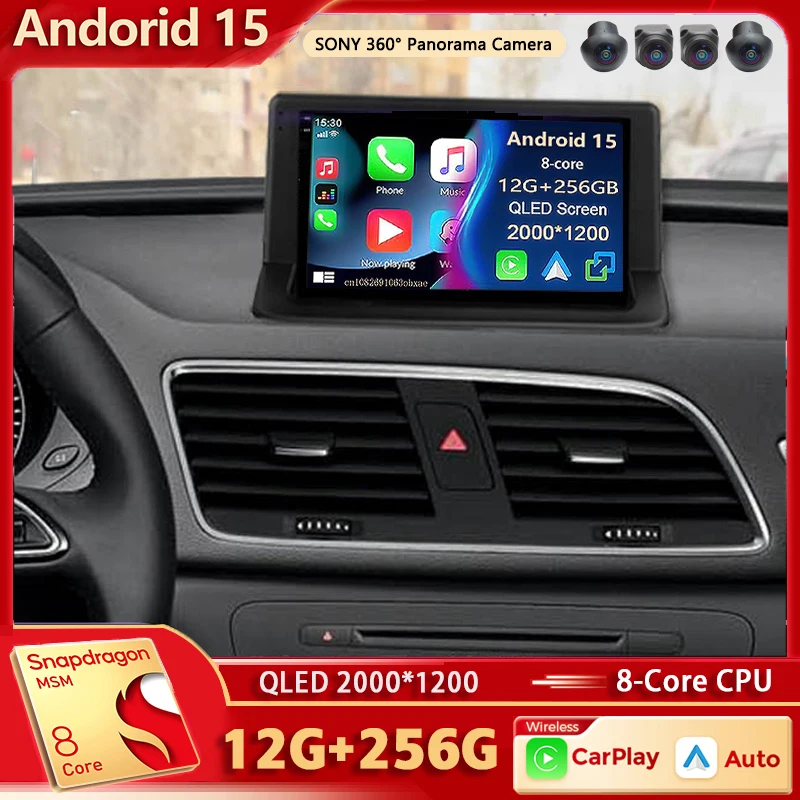 Android 15 Für Audi Q3 1 8U 2011-2018 2K QLED Android Auto Radio Multimedia Video Player GPS AI Stimme CarPlay Kopf Einheit 4G Stereo Image