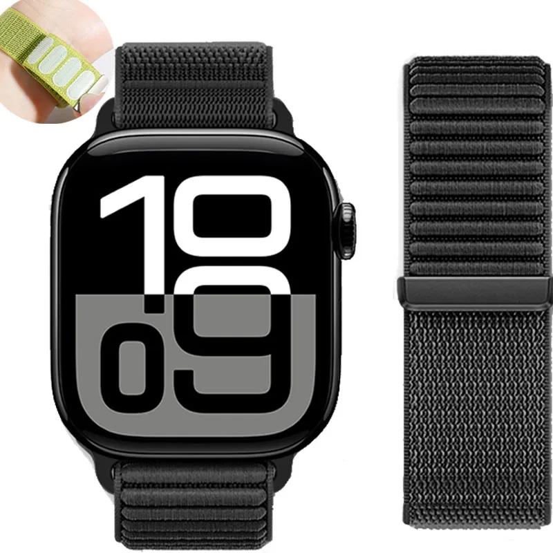 Nylon-Schlaufenarmband für Apple Watch Band 46 mm 42 mm 45 mm 44 mm 40 mm 41 mm 38 mm 49 mm Armband für IWatch-Serie Ultra 10 9 8 7 6 SE 5 3 Image
