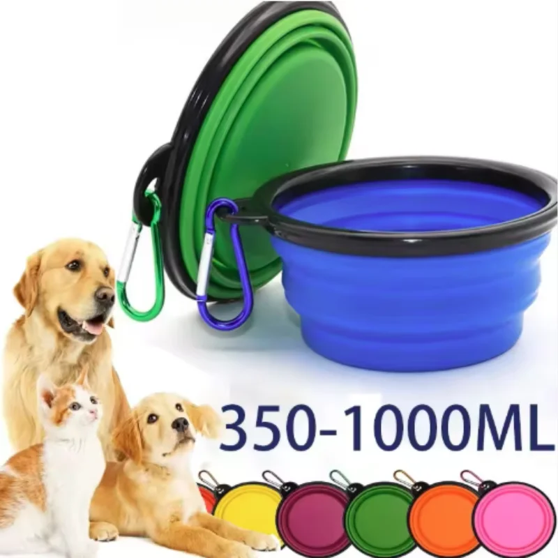 Bol à nourriture portable en TPR durable pour chats et chiens, bol à eau et à nourriture pliable en silicone pour animaux de compagnie, pour les voyages et les sorties
