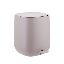 Relaxdays Mülleimer Bad, 5 l, Kosmetikeimer mit Soft-Close, matte Optik, entnehmbarer Inneneimer, Treteimer, beige Image