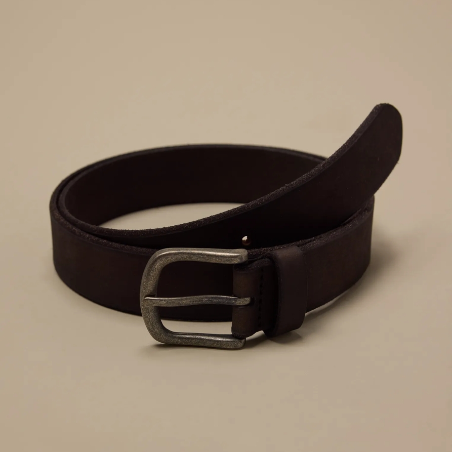Lucky Brand Beveled Edge Leather Belt - Men's Accessories Belts in Dark Grey, Size 42