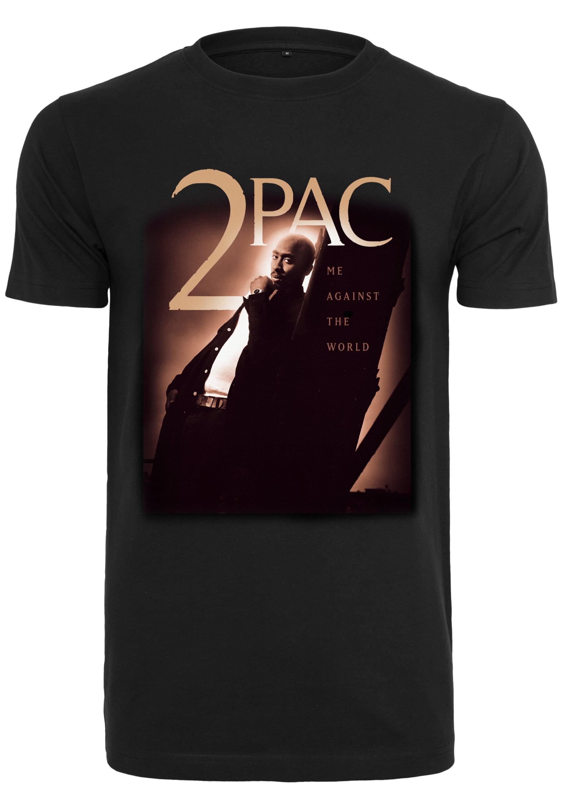 T-Shirt MISTERTEE "MisterTee Herren Tupac Me Against The World Cover Tee", Damen, Gr. L, schwarz, 100% Baumwolle, unifarben, normal, Rundhals, Shirts T-Shirt