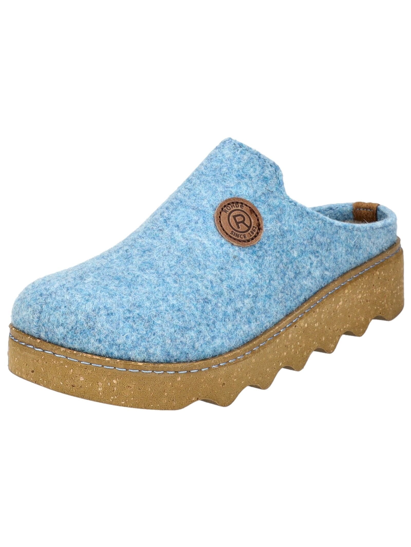 Hausschuh ROHDE "Rohde Hausschuhe Filz", Damen, Gr. 39, blau, Filz, Schuhe Hausschuh