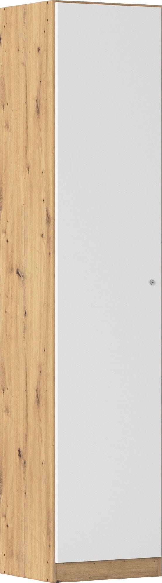 Mehrzweckschrank RAUCH "Garderobe Kleiderschrank Schrank Schuhschrank Putzschrank MINOSA", eiche artisan, alpinweiß, griffe graumetallic, B:47cm H:210cm T:41cm, Holzwerkstoff, Schränke, Mehrzweckschrank
