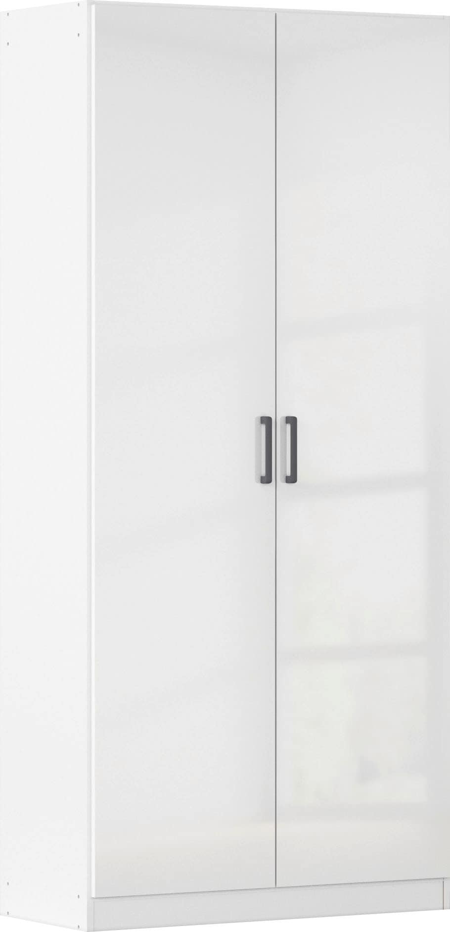Mehrzweckschrank RAUCH "Garderobe Kleiderschrank Schrank Schuhschrank Putzschrank MINOSA", alpinweiß, hochglanz weiß, griffe graumetallic, B:91cm H:197cm T:41cm, Holzwerkstoff, Schränke, Mehrzweckschrank