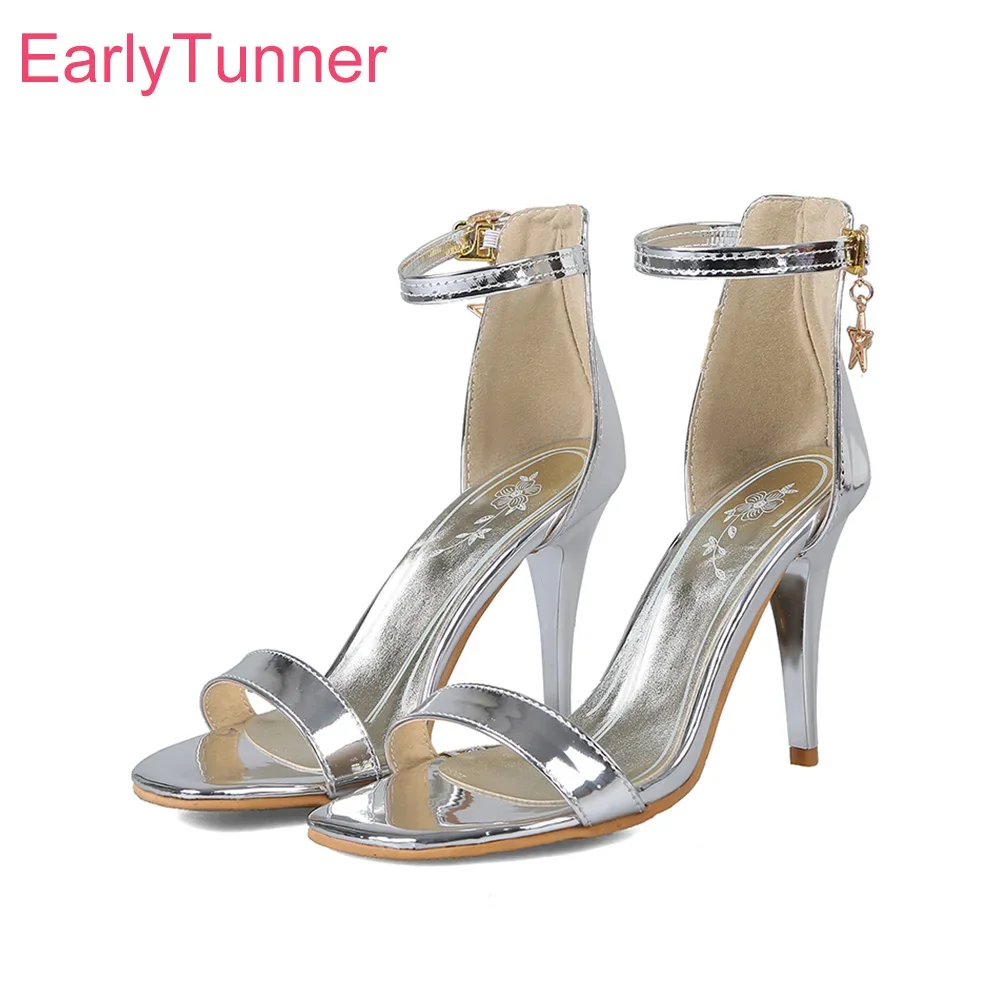 Marke Neue Mode Silber Rosa Frauen Formale Sandalen High Heels Büro Dame Schuhe Plus Große Kleine Größe 10 31 43 45 48