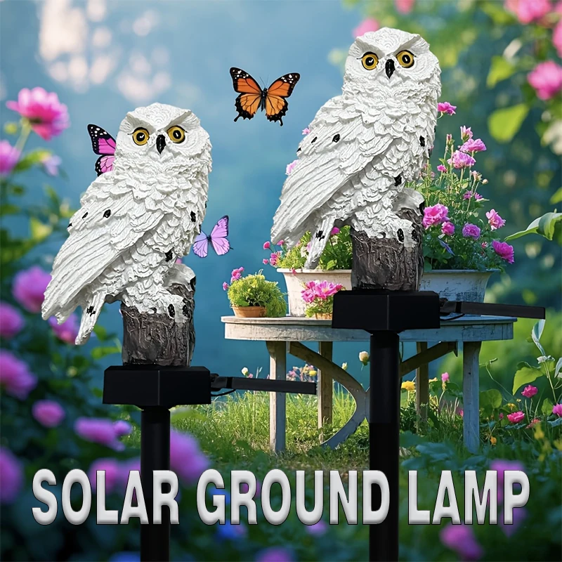 Solar-Bodenlampe für den Außenbereich, Eulenform, Gartendekor-Licht mit automatischem Ein-/Ausschalten, wasserdichte Landschaftsbeleuchtung für Wege, Terrasse, Camping