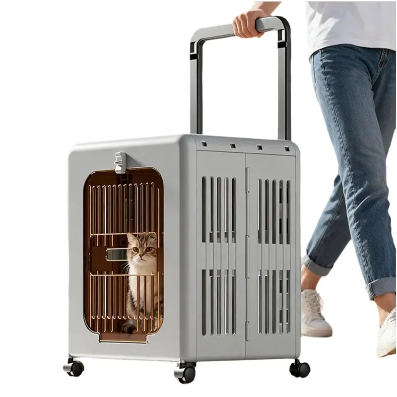 Pet supplies Outdoor cat out cat box breathable air box puppy pet supplies universal wheel pull rod box out of cage air