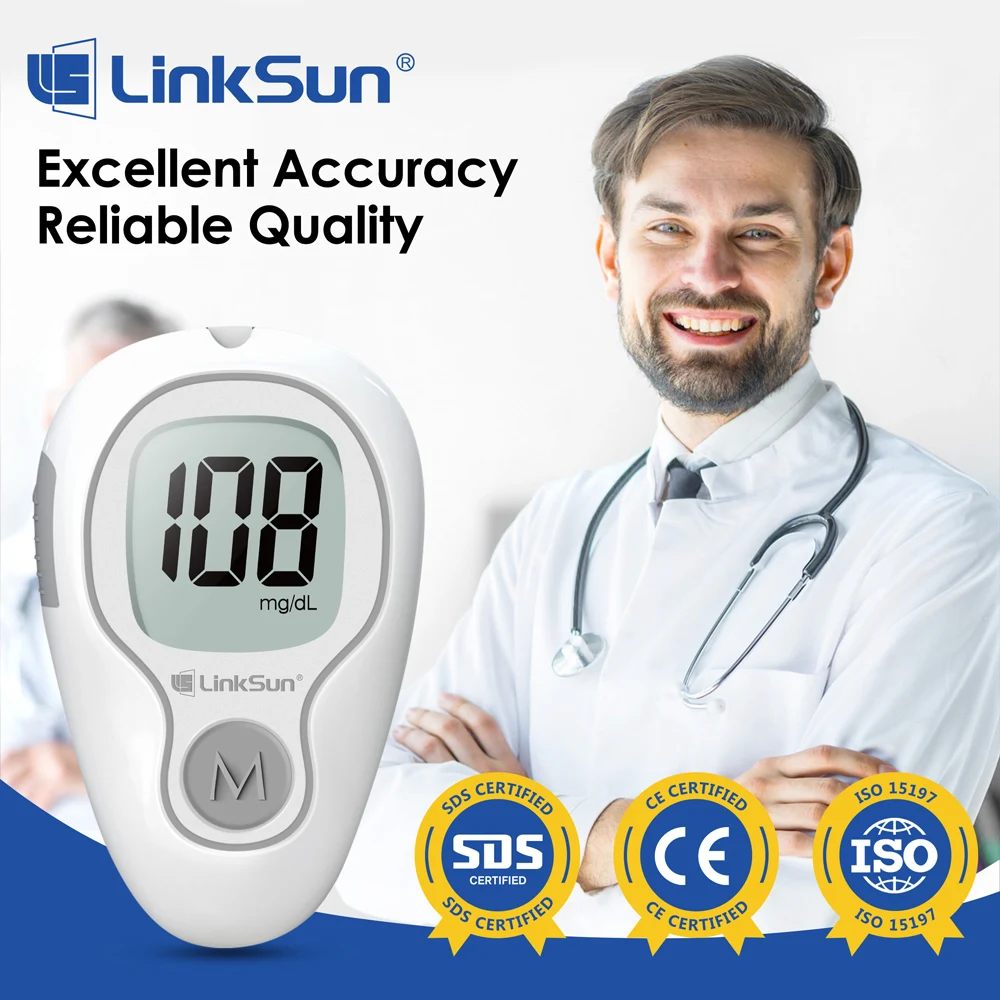 Blutzuckermessgerät LinkSun G-425-3 Glucometer 50/100 Stück Diabetes-Tester Blutzuckermessgerät Digitales Glucosemeter Komplettset Image