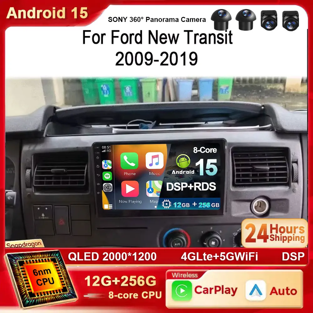 Android 15 Für Ford Neue Transit 2009-2019 Fokus 2005-2010 Auto Radio Stereo Kopf Einheit Autoradio GPS auto Multimedia Player BT 4G Image