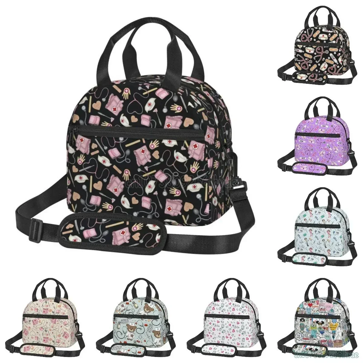 Borsa termica per il pranzo da donna per medici e infermiere, borsa termica per il pranzo, borsa termica portatile, borsa Bento, contenitore con tracolla