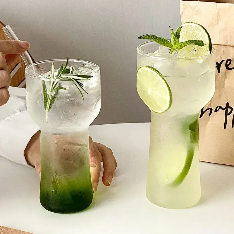 Heißer, hoher Borosilikat-transparenter, hochtemperaturbeständiger Taschenlampenbecher, Kaffeetasse, Blasenwasserglas, Glasbecher für kalte Getränke Image
