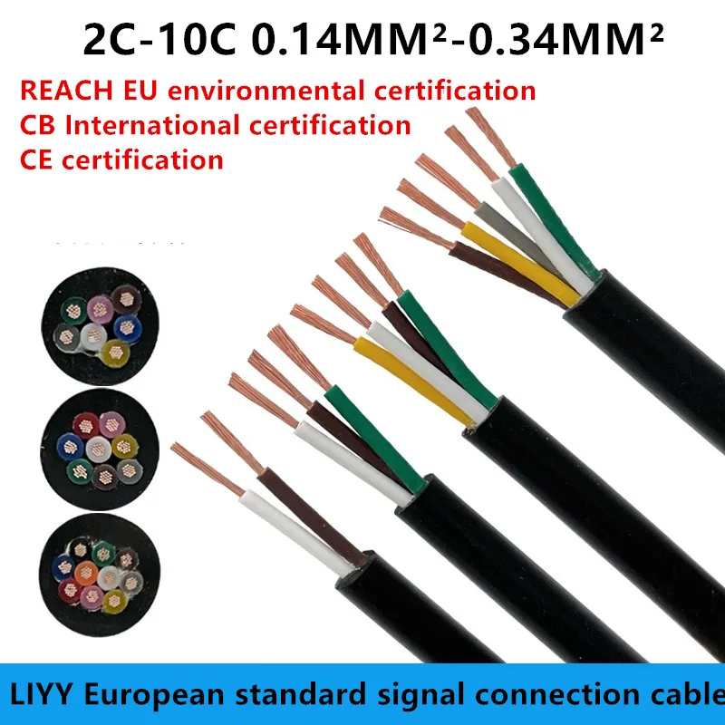 5 Meter Sensorsignaldaten-Kupferkabel LIYY 2, 3, 4, 5, 6, 8, 10 Kerne, 26 AWG, 24 AWG, 22 AWG, europäischer Standard, CE-ummanteltes Kabel Image