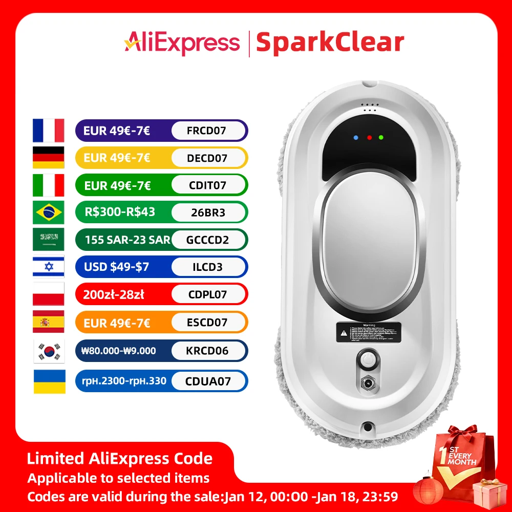 Elektrischer Fensterputzroboter, 5600 Pa, automatische und ferngesteuerte Limpiacristales, Vakuum-Glaswaschroboter für Haushaltsgeräte Image