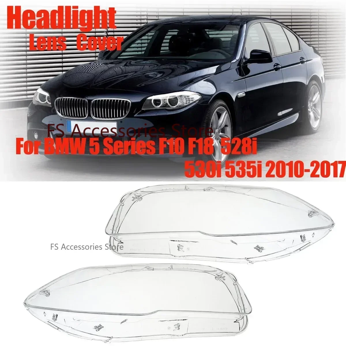 Auto Front Scheinwerfer Objektiv Abdeckung Für BMW 5er F10 F18 528i 530i 535i 2010-2017 Auto Shell scheinwerfer Abdeckung Lampenschirm Transparent Image