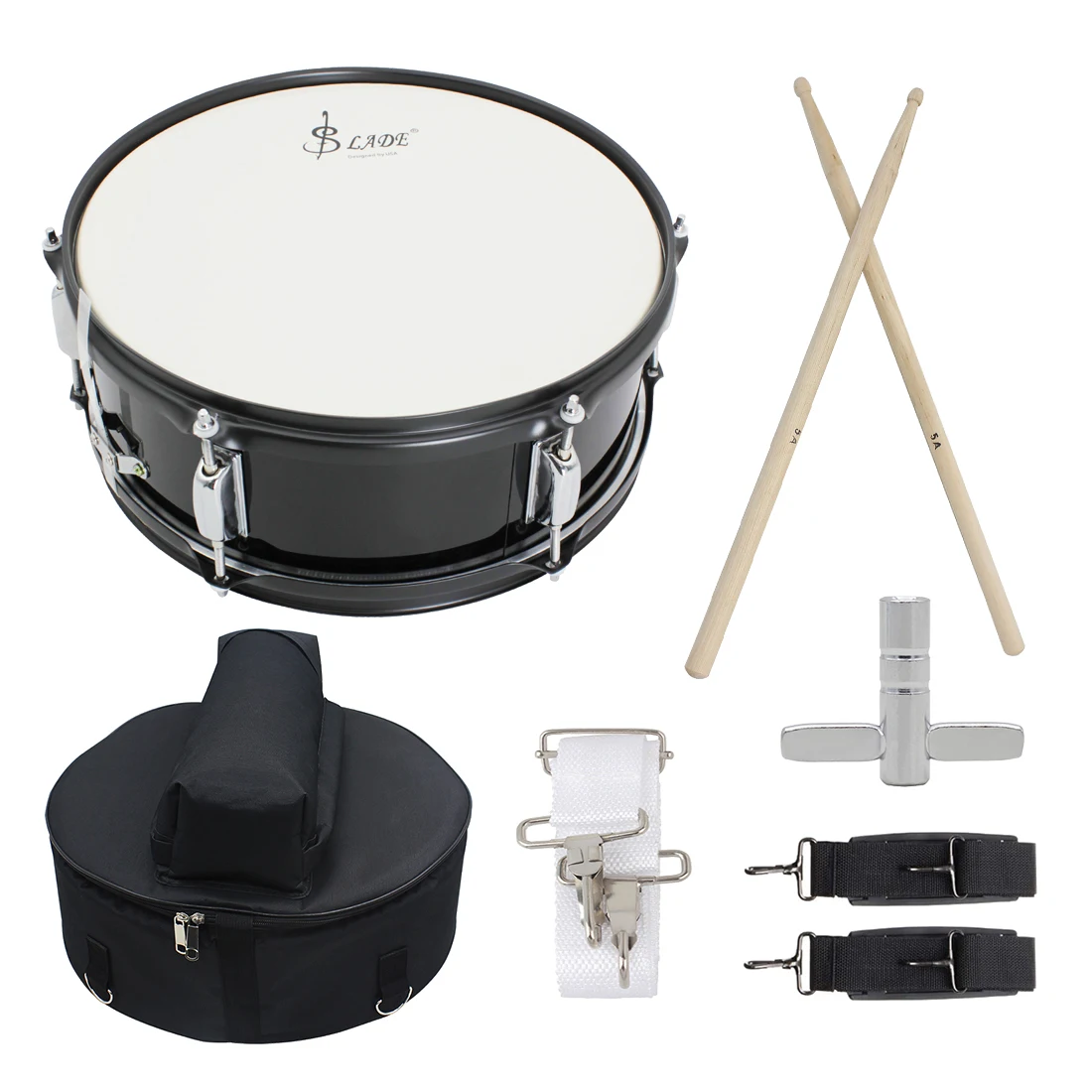 SLADE 14-Zoll-Snaredrum aus Metall, Musiktrommeln, professionelles Snare-Drum-Set mit Tasche, Schlaginstrument für Anfänger zum Üben Image