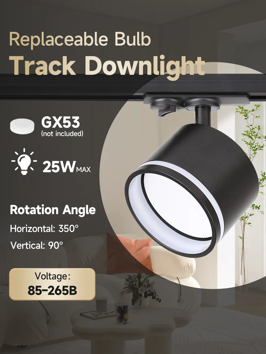 GX53 Schienenleuchte, LED-Deckenstrahler, austauschbare Glühbirne, DownLight-Schienenleuchte für Wohnzimmer, Küche, Schlafzimmer, Flur