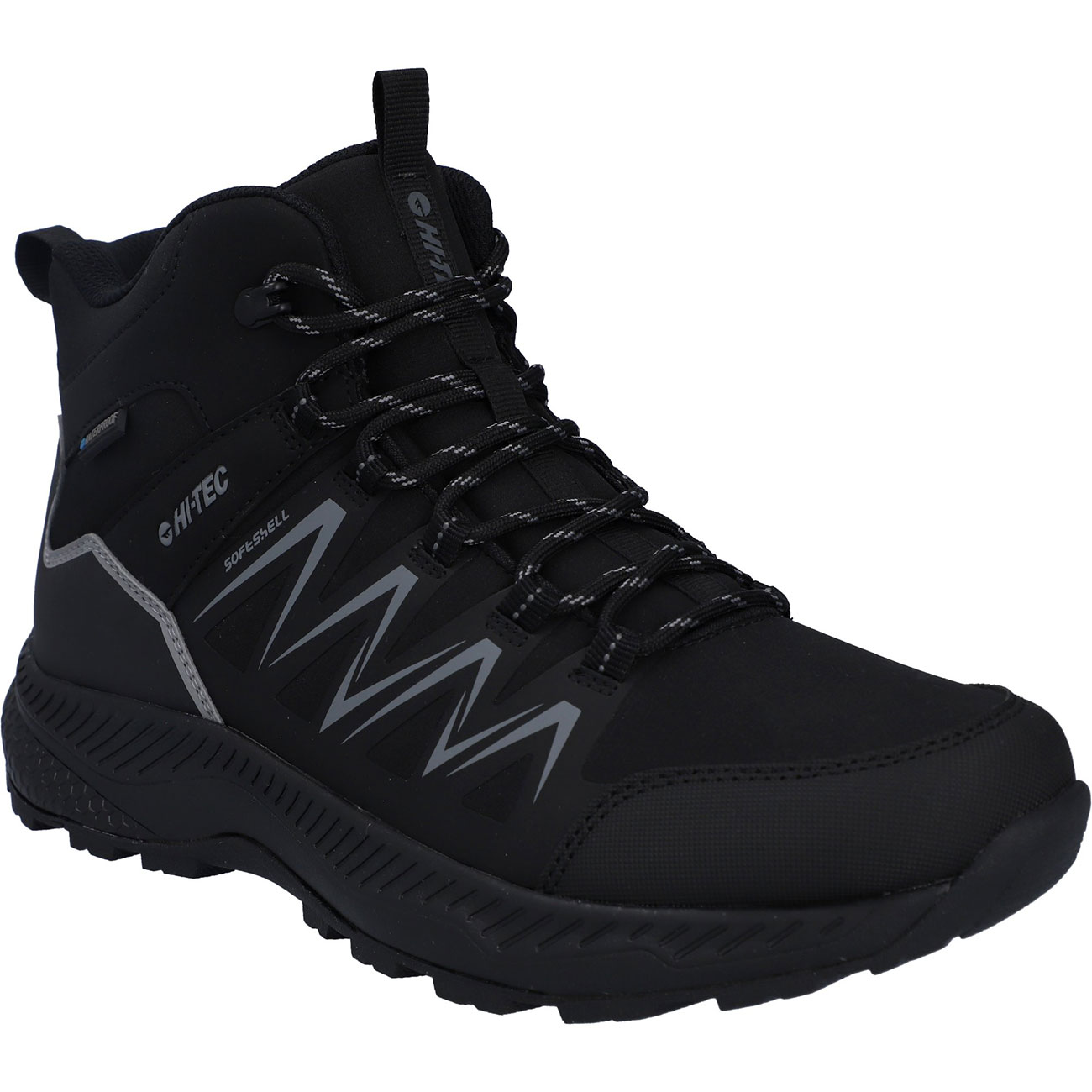 Wanderschuh HI-TEC "STEALTH MID WP", Damen, Gr. 47, schwarz, dk grau, Textil, Schuhe Wanderschuh, wasserdicht