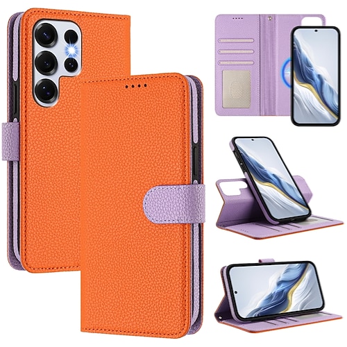 Handy Hülle Handyhüllen Für Samsung Galaxy S26 Ultra Plus S25 Ultra Plus S24 Ultra Plus S23 Ultra Plus S24 FE S22 Plus Ultra S23 FE Brieftaschenhülle Mit Ständer Unterstützt kabelloses Laden Mit Image