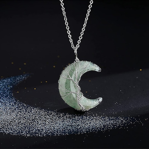 Anhänger Halskette For Damen Straße Täglich Kristall MOON Baum des Lebens Image