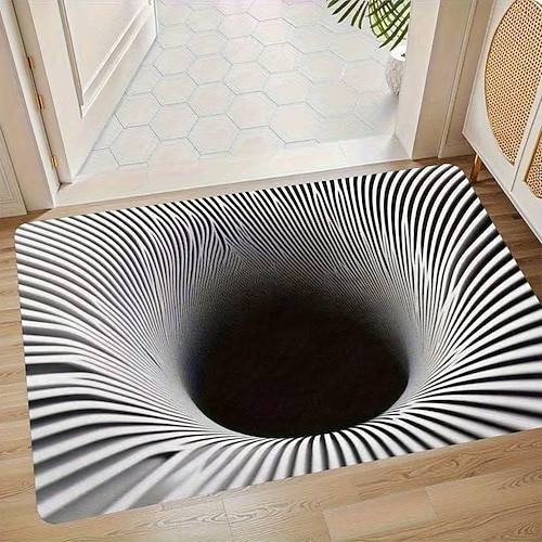 3D-Optische Illusion Fußmatte Visuelle Falle Fußmatte Rutschfest für Eingangsbereich Badezimmer Küche Innen Außen Diatomaceous Earth Schnell trocknend Absorbierend 20 x 31 Zoll Image