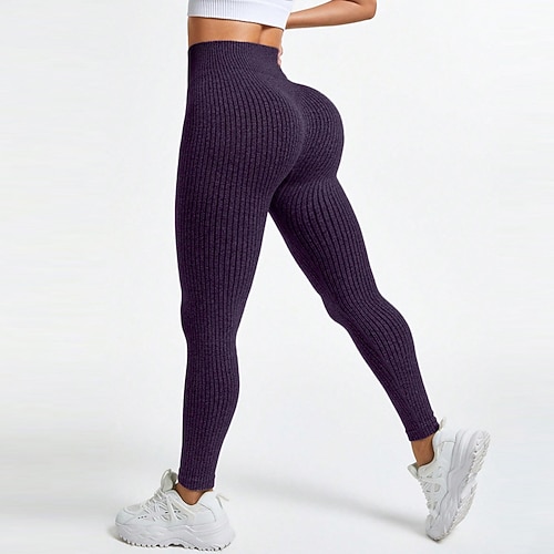 Damen Kompressionshose Enge Laufhosen Yoga-Leggings Bauchkontrolle Hohe Taille sportlich Sport Pilates Unterteile Einfarbig Dunkelgrau Rot Blau Sport Sportkleidung Image