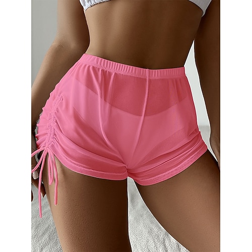 Damen dehnbare Boxershorts Badeanzug Rüschen Dehnbare Boxershorts Hohe Taille Aktivurlaub Einfarbiger ärmelloser Badeanzug Image