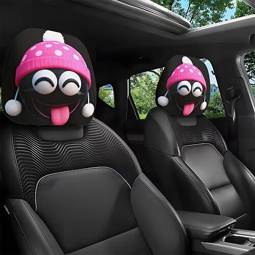 2er-Pack bedruckte Auto-Kopfstützenbezüge mit Weihnachtsmotiven, Autodekoration, ohne Füllung, einfach zu montieren und zu waschen, ideal für lange Autofahrten zur Linderung von Müdigkeit, perfekte Image