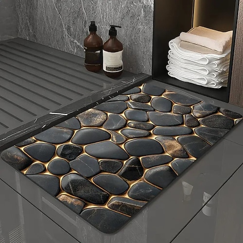 3D-Optische Illusion Fußmatte Visuelle Falle Fußmatte Rutschfest Wasserabsorbierend für Badezimmer Dusche Eingangsbereich Innen Außen Diatomaceous Earth Schnell trocknend Absorbierend 20 x 31 Zoll Image
