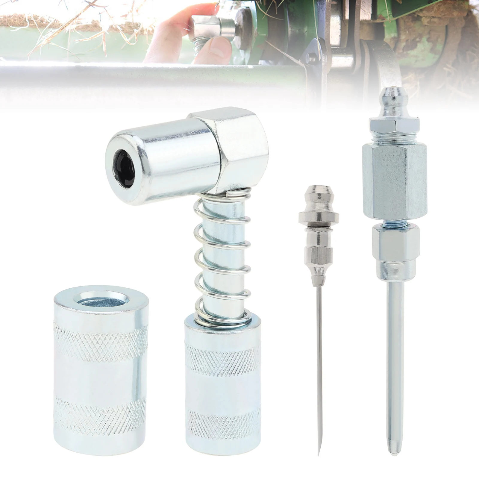 3 teile/satz Fett presse Kupplungs düse 90 Grad Butter pistole Zubehör Kit Nadel Fett Armaturen großen Sockel Adapter für Automobil Image