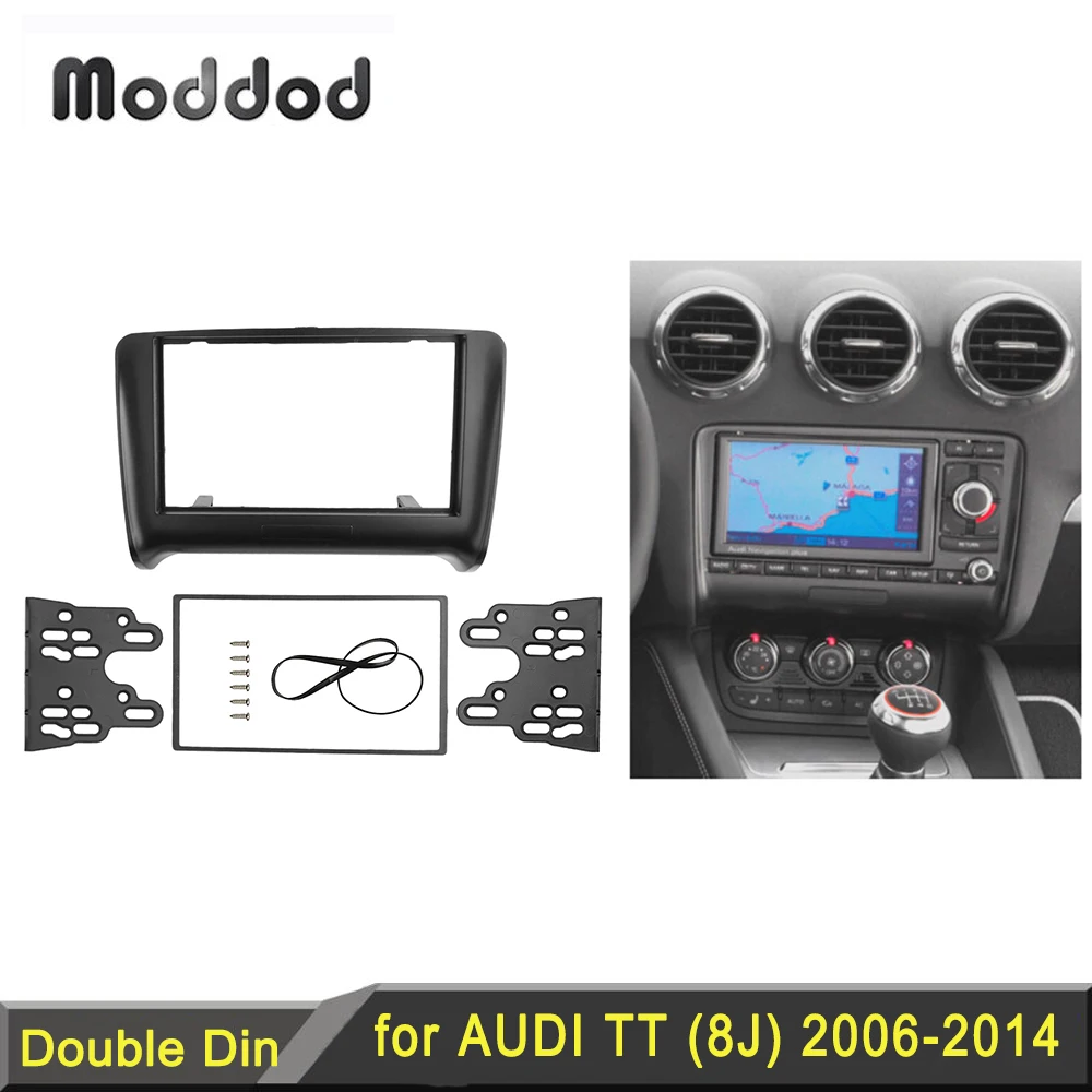 Doppel 2 Din Fascia für Audi TT (8J) 2006-2014 Radio CD DVD Stereo-Panel Dash Mount Trim Kit Audio Surround Rahmen Platte Lünette Image