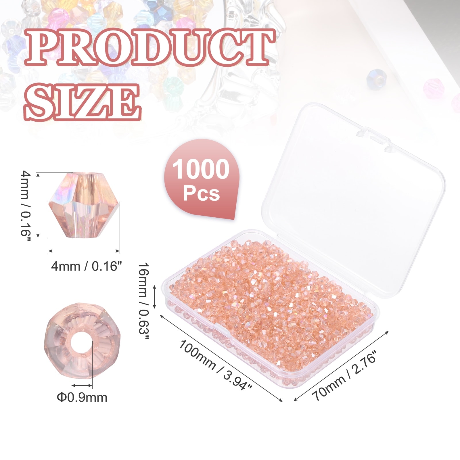 Bicone Glass Crystal Beads, Faceted Beads