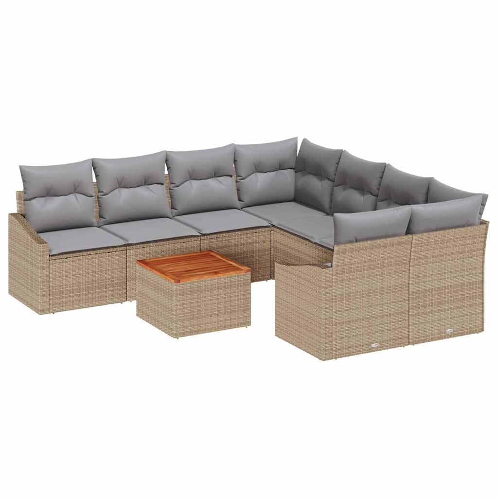 vidaXL Garten-Sofa-Set 9 pcs Beige und Hellgrau Image
