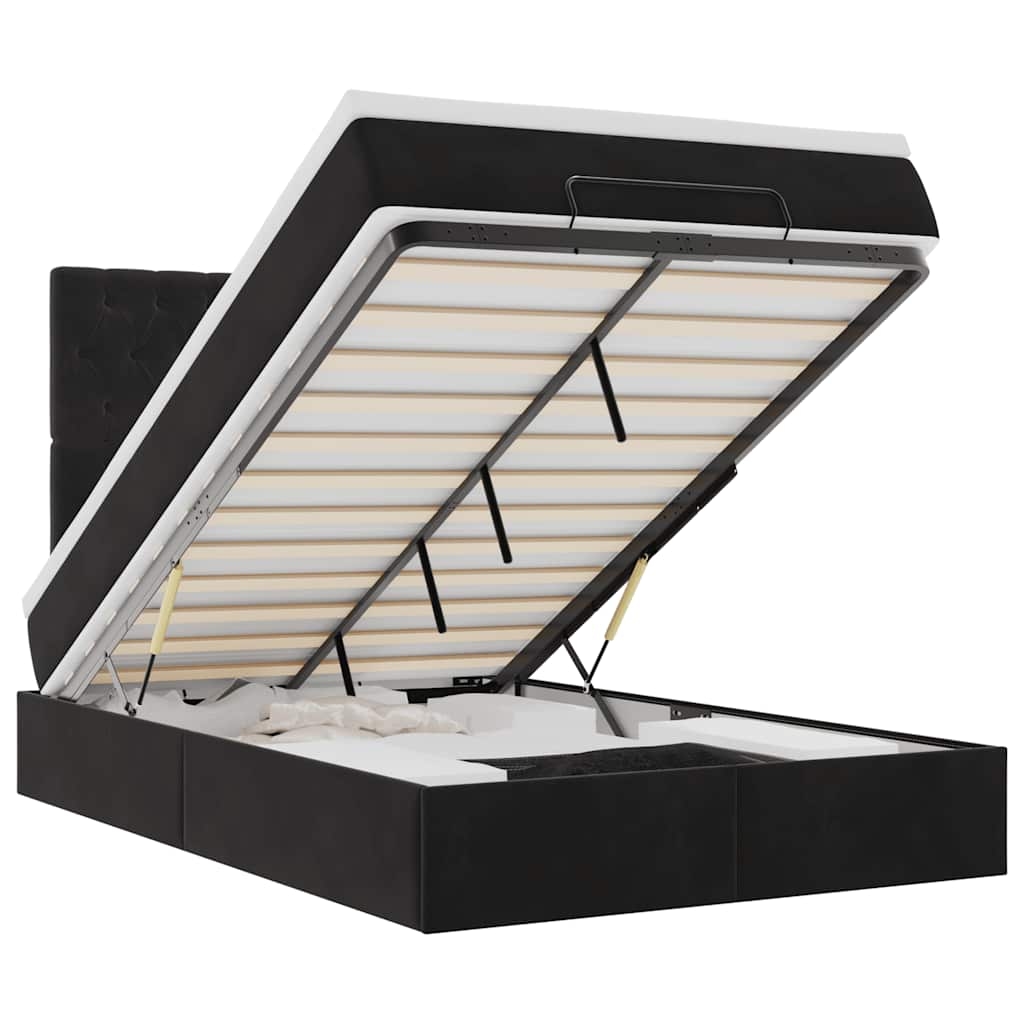vidaXL Ottoman-Bett mit Matratzen & LEDs Schwarz 120x190 cm Samt Image