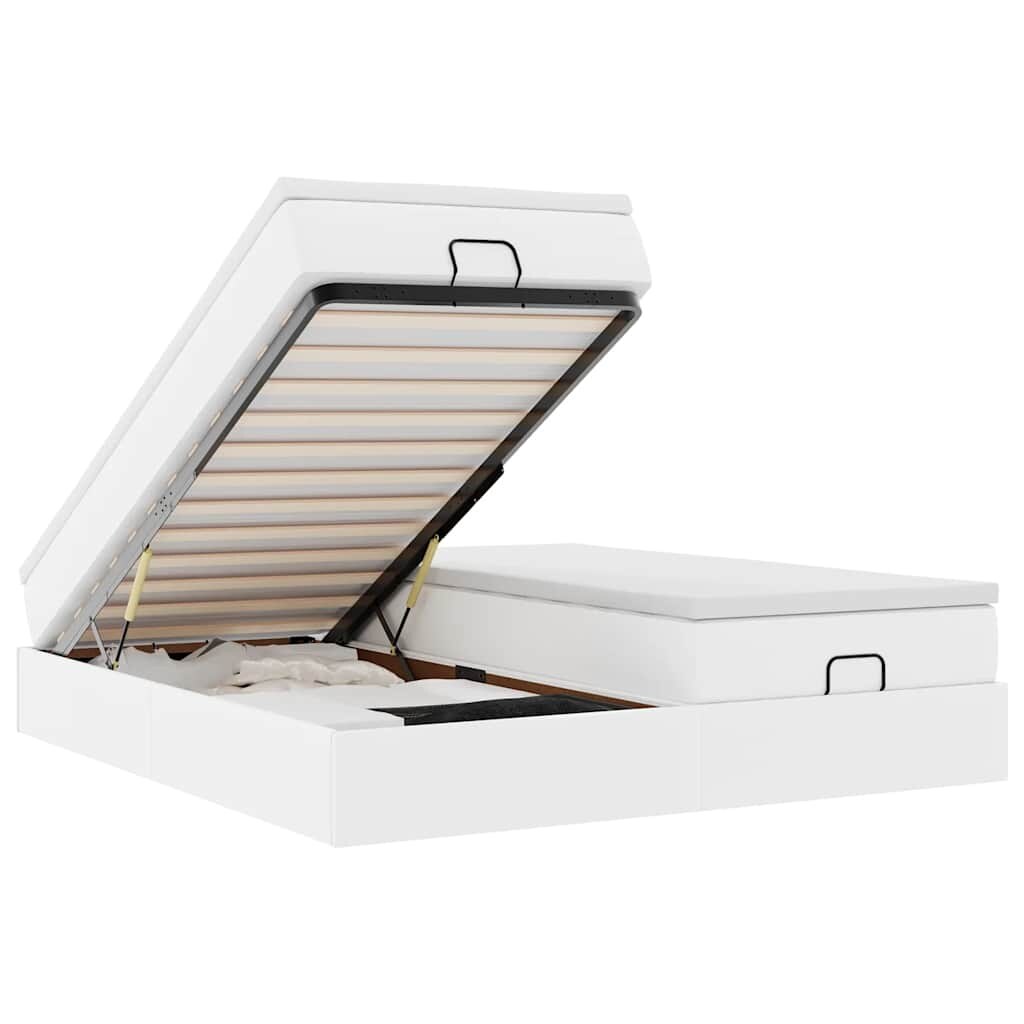 vidaXL Ottoman-Bett mit Matratzen Weiß 200x200 cm Kunstleder Image