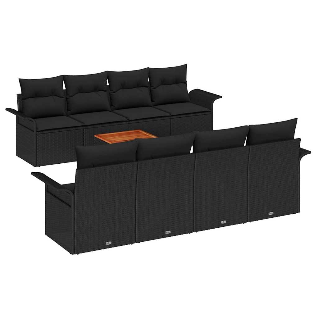 vidaXL Garten-Sofa-Set 9 pcs Schwarz Poly Rattan Image