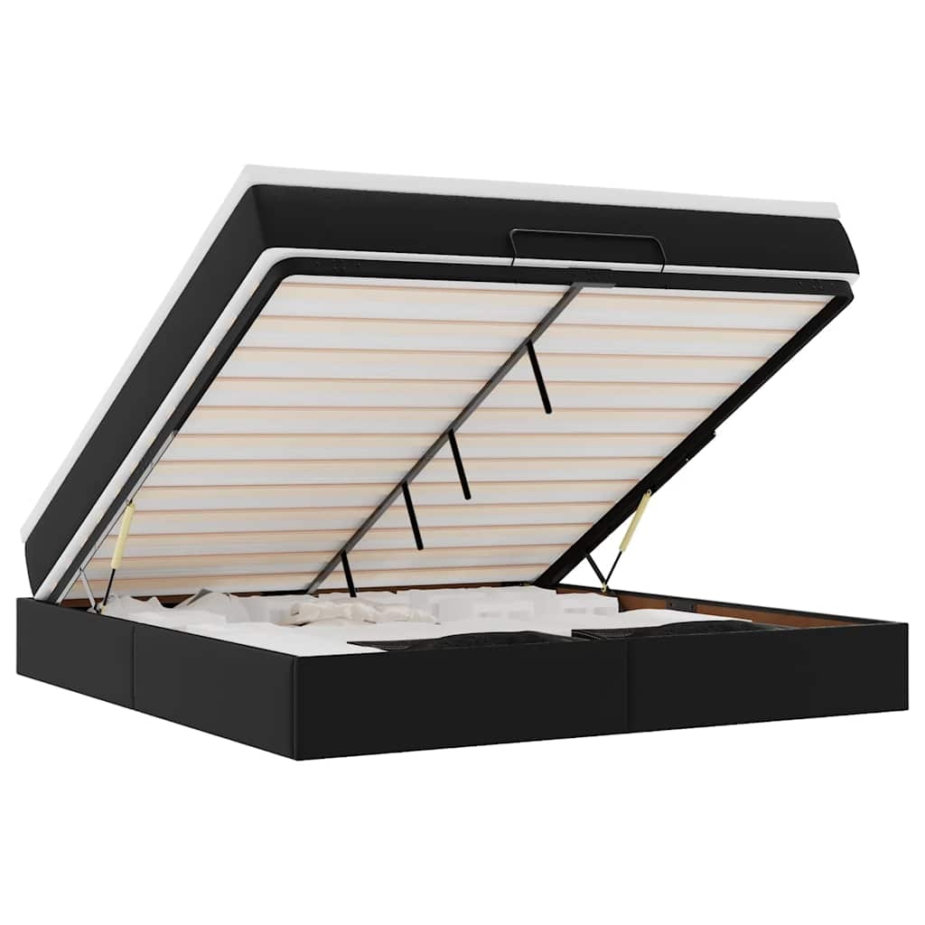 vidaXL Ottoman-Bett mit Matratze Schwarz 160x200 cm Kunstleder Image