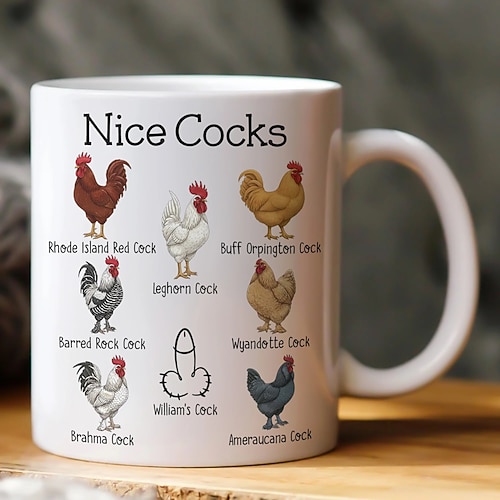 Mug personnalisé humoristique avec nom, cadeau original avec de jolis coqs, mug à café, cadeaux en gros amusants, échange de cadeaux, cadeau de Saint-Valentin, cadeau pour mari, copain, collègues