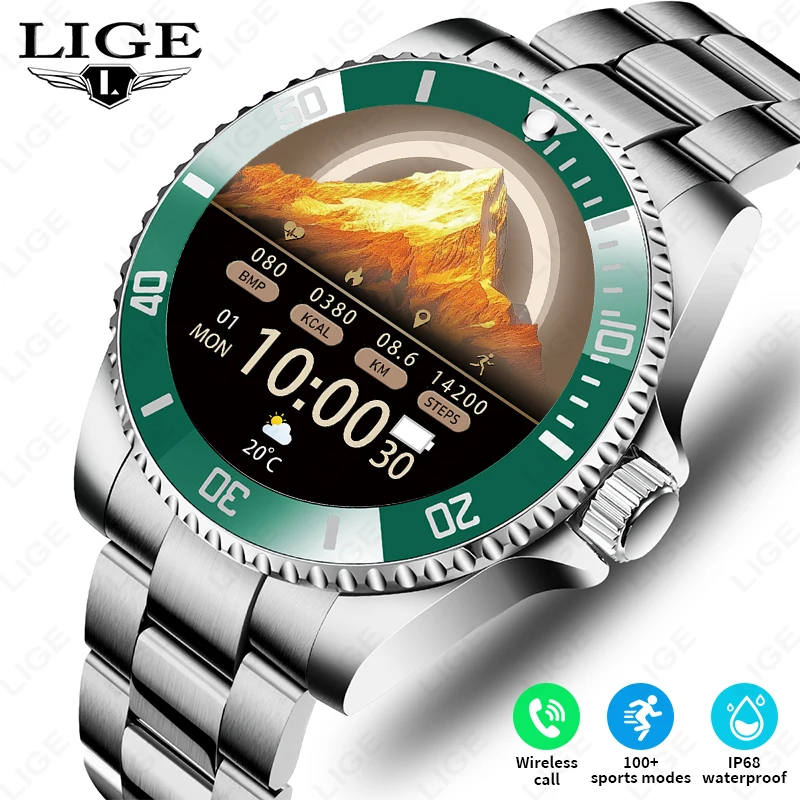 LIGE 2026 Neue Stahl Smart Uhr Männer IP68 Wasserdichte Bluetooth anruf Sport männer Uhren 1,27 "HD Bildschirm Gesundheit monitor Smartwatch Image